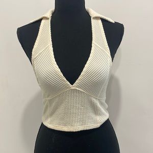 Urban Outfitters Halter Top Size Small Cream with Collar